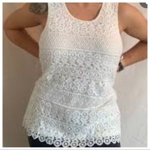 GENERATION LOVE White Crochet Sleeveless Top | S
